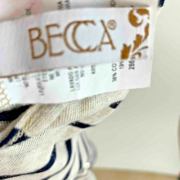 Becca Women's Tank Dress White Navy Stripe High Low Keyhole Back Tie Knot Hem XS - Picture 8 of 9